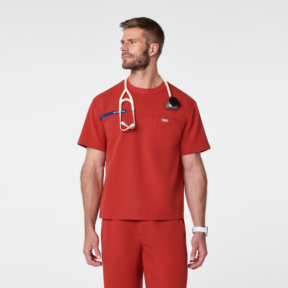 men's Team USA Red FIGS x Team USA Relaxed Crewneck - Scrub Top