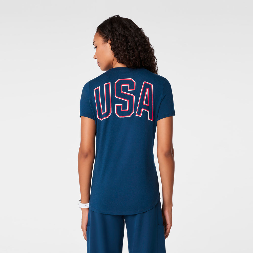 women's Team USA Blue FIGS x Team USA Supersoft - Shortsleeve Underscrub