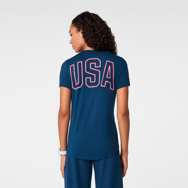 women's Team USA Blue FIGS x Team USA Supersoft - Shortsleeve Underscrub
