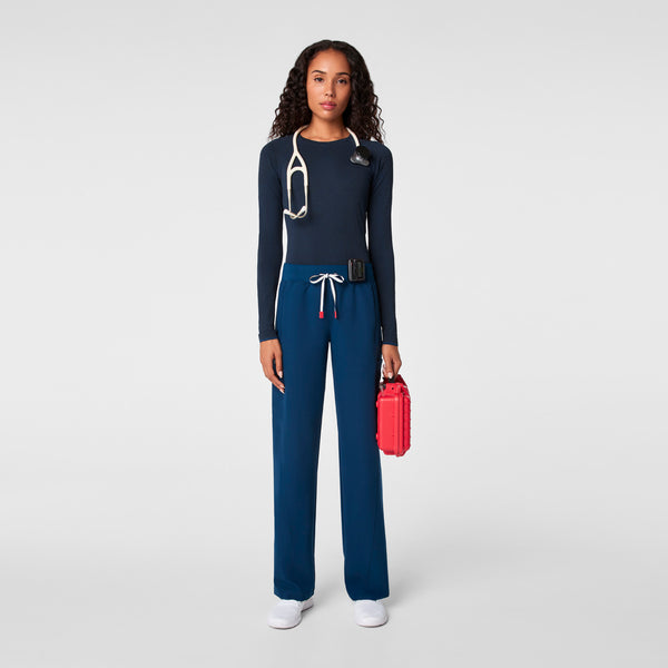 women's Team USA Blue FIGS x Team USA High Waisted Wide Leg - Tall Scrub Pant