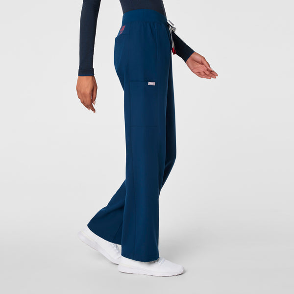 women's Team USA Blue FIGS x Team USA High Waisted Wide Leg - Petite Scrub Pant