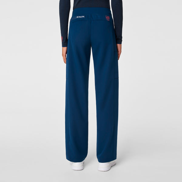 women's Team USA Blue FIGS x Team USA High Waisted Wide Leg - Petite Scrub Pant