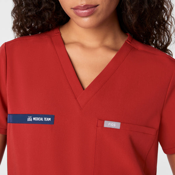 women's Team USA Red FIGS x Team USA Catarina Petite - One-Pocket Scrub Top™