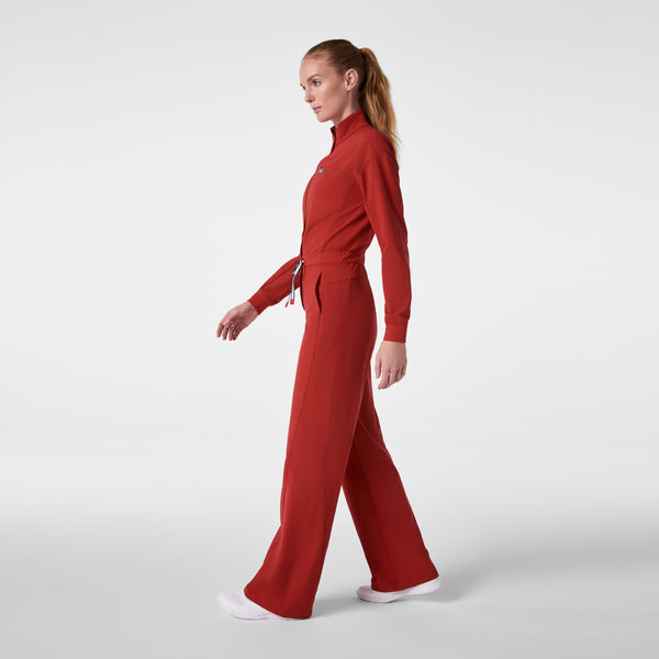 women's Team USA Red FIGS x Team USA FIBREx Mock Neck Wide Leg - Petite Longsleeve ScrubJumpsuit™