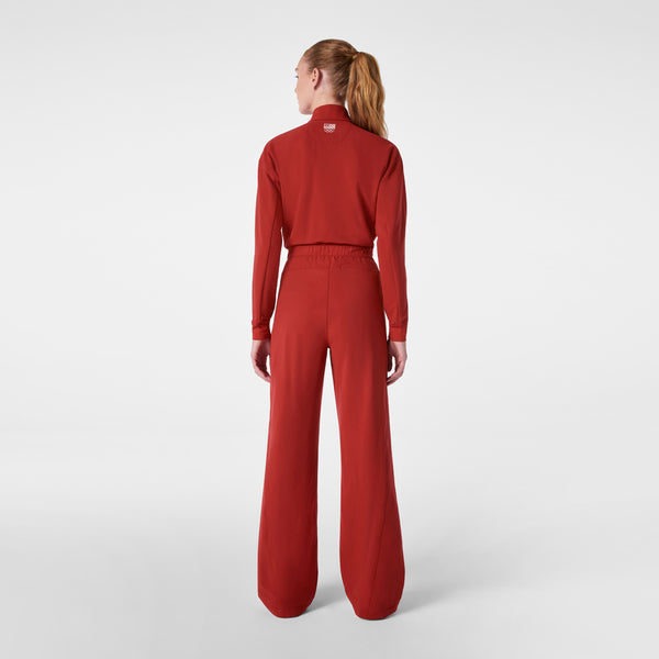 women's Team USA Red FIGS x Team USA FIBREx Mock Neck Wide Leg - Petite Longsleeve ScrubJumpsuit™