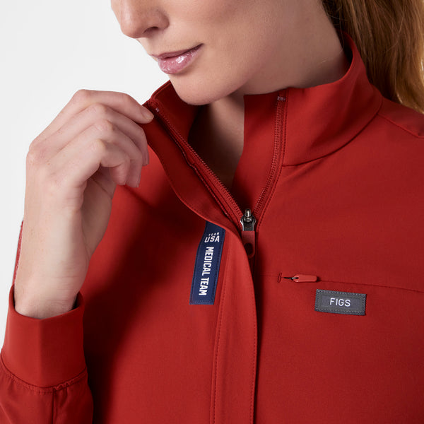 women's Team USA Red FIGS x Team USA FIBREx Mock Neck Wide Leg - Petite Longsleeve ScrubJumpsuit™