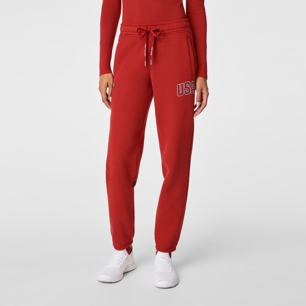 women's Team USA Red FIGS x Team USA Off-Shift - Relaxed Jogger Sweatpants™