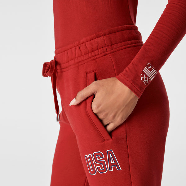 women's Team USA Red FIGS x Team USA Off-Shift - Relaxed Jogger Sweatpants™