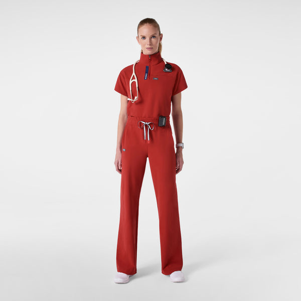 women's Team USA Red FIGS x Team USA High Waisted FIBREx Wide Leg - Tall Scrub Pant
