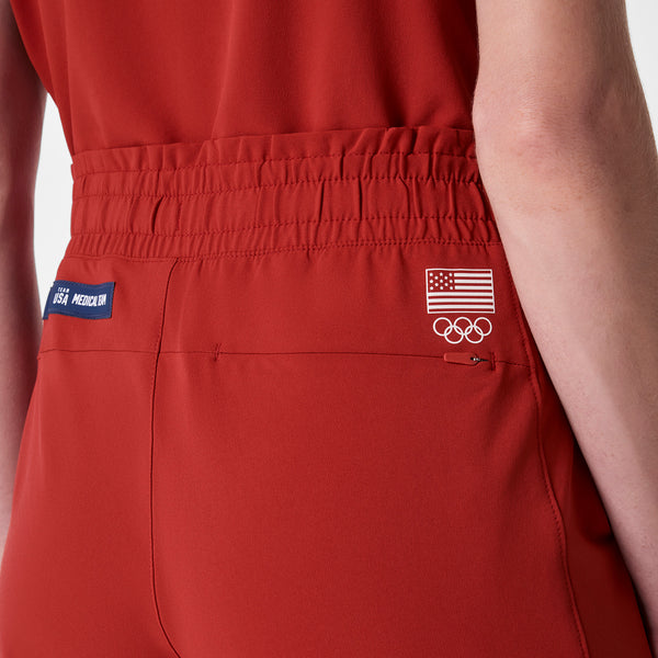 women's Team USA Red FIGS x Team USA High Waisted FIBREx Wide Leg - Tall Scrub Pant