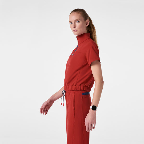 women's Team USA Red FIGS x Team USA FIBREx Mock Neck - Scrub Top