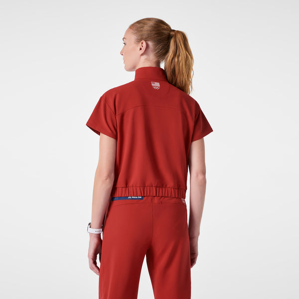 women's Team USA Red FIGS x Team USA FIBREx Mock Neck - Scrub Top