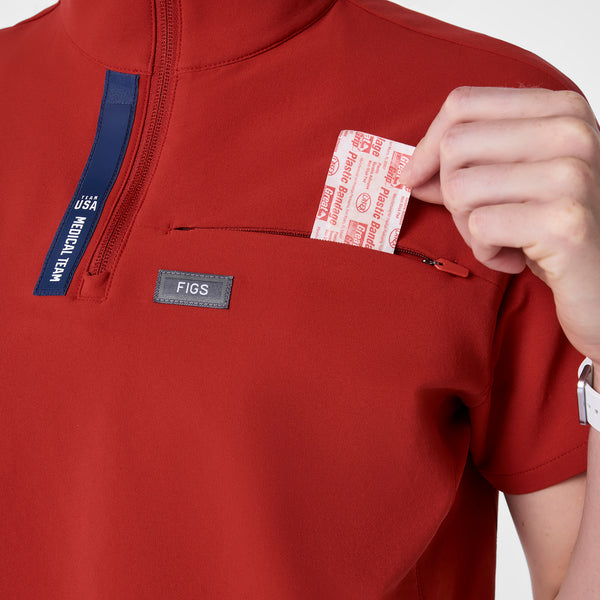 women's Team USA Red FIGS x Team USA FIBREx Mock Neck - Scrub Top