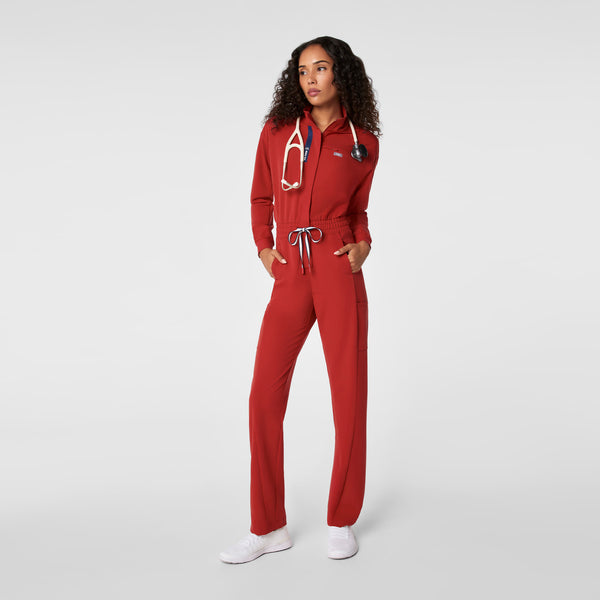 women's Team USA Red FIGS x Team USA Longsleeve Straight Leg - Petite Scrubjumpsuit™