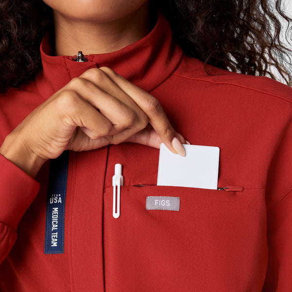 women's Team USA Red FIGS x Team USA Longsleeve Straight Leg - Petite Scrubjumpsuit™
