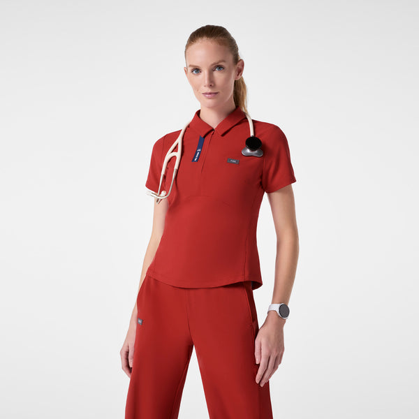 women's Team USA Red FIGS x Team USA FIBREx Polo - Scrub Top