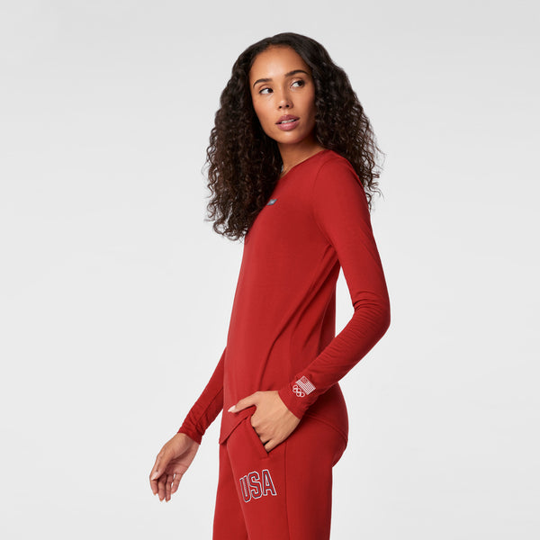 women's Team USA Red FIGS x Team USA Graphic - Long-Sleeve Underscrub