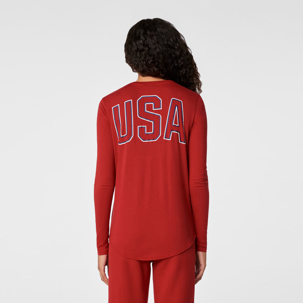 women's Team USA Red FIGS x Team USA Graphic Supersoft - Longsleeve Underscrub