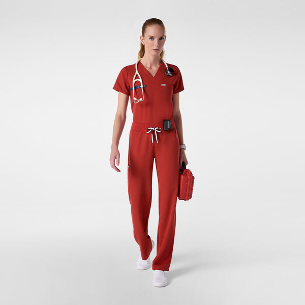 women's Team USA Red FIGS x Team USA High Waisted Wide Leg - Petite Scrub Pant