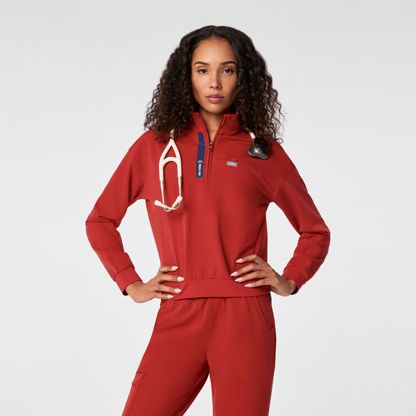 women's Team USA Red FIGS x Team USA Mock Neck Longsleeve - Scrub Top