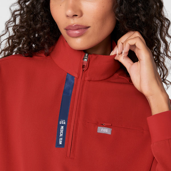 women's Team USA Red FIGS x Team USA Mock Neck Longsleeve - Scrub Top