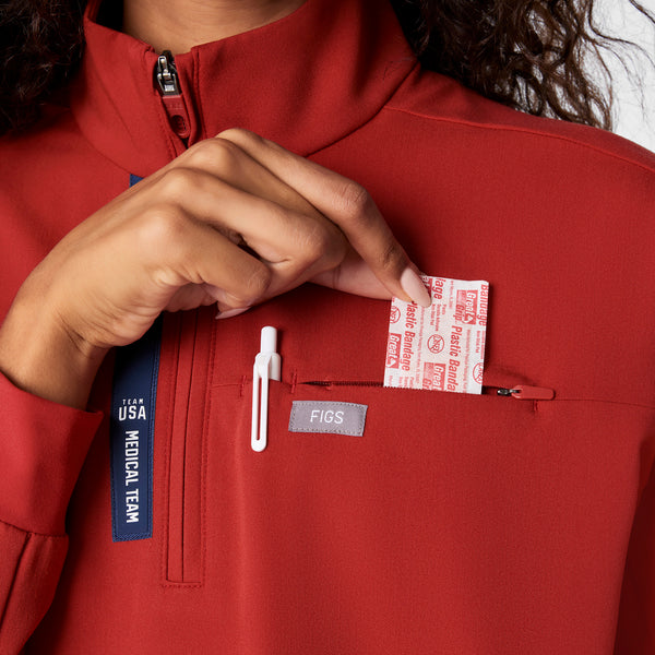 women's Team USA Red FIGS x Team USA Mock Neck Longsleeve - Scrub Top