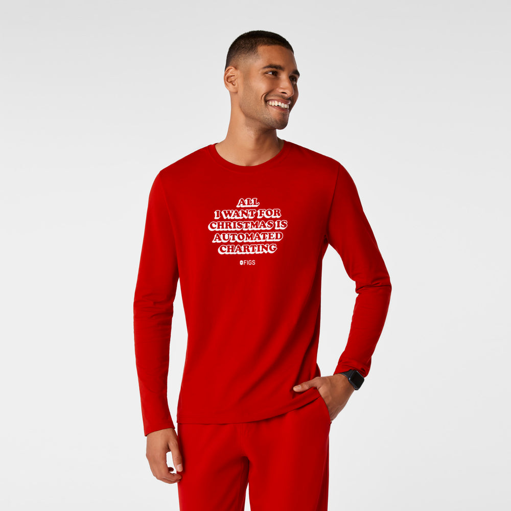 men's Winning Red All What I Wanted For Christmas Is Automated Charting Graphic Supersoft - Longsleeve Underscrub