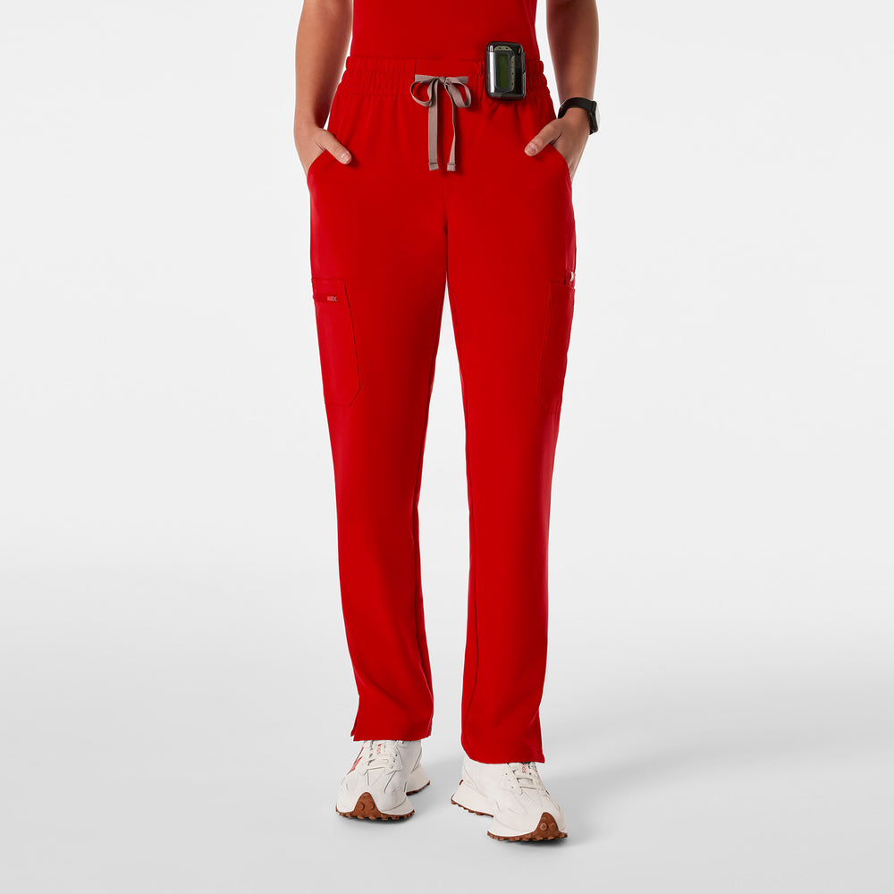 women's Winning Red High Waisted Dowa - Petite Scrub Pants
