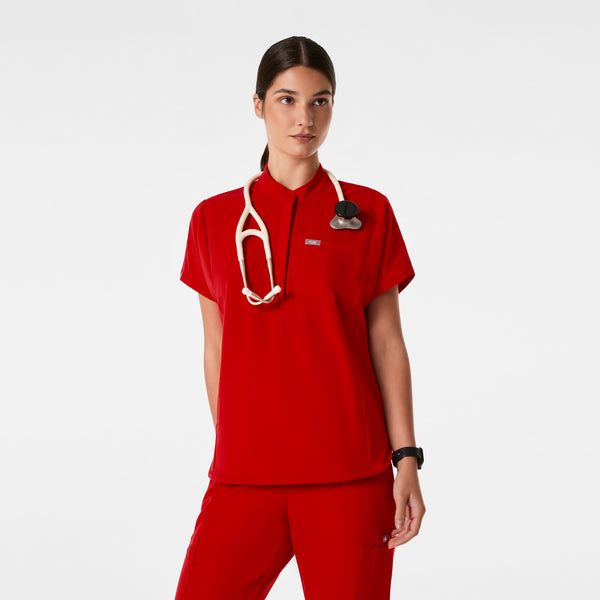 women's Winning Red Montex - Mock Neck Scrub Top