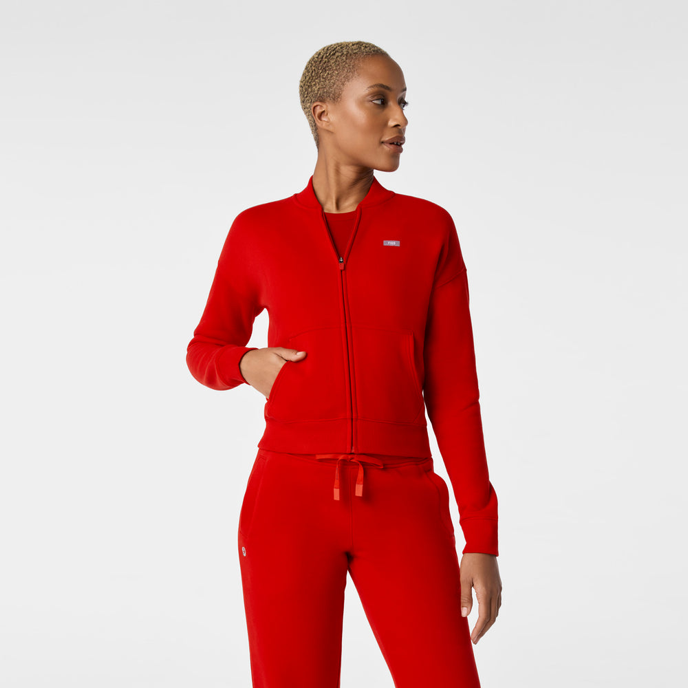 women's Winning Red Off-Shift Bomber Sweatshirt™