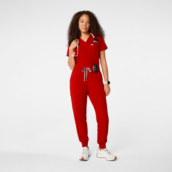 women's Winning Red High Waisted Uman Relaxed - Jogger Scrub Pant
