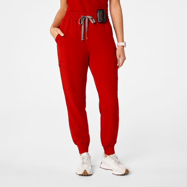 women's Winning Red High Waisted Uman Relaxed - Jogger Scrub Pant