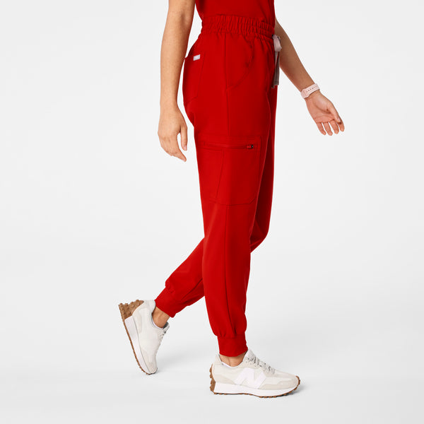 women's Winning Red High Waisted Uman Relaxed - Petite Jogger Scrub Pant