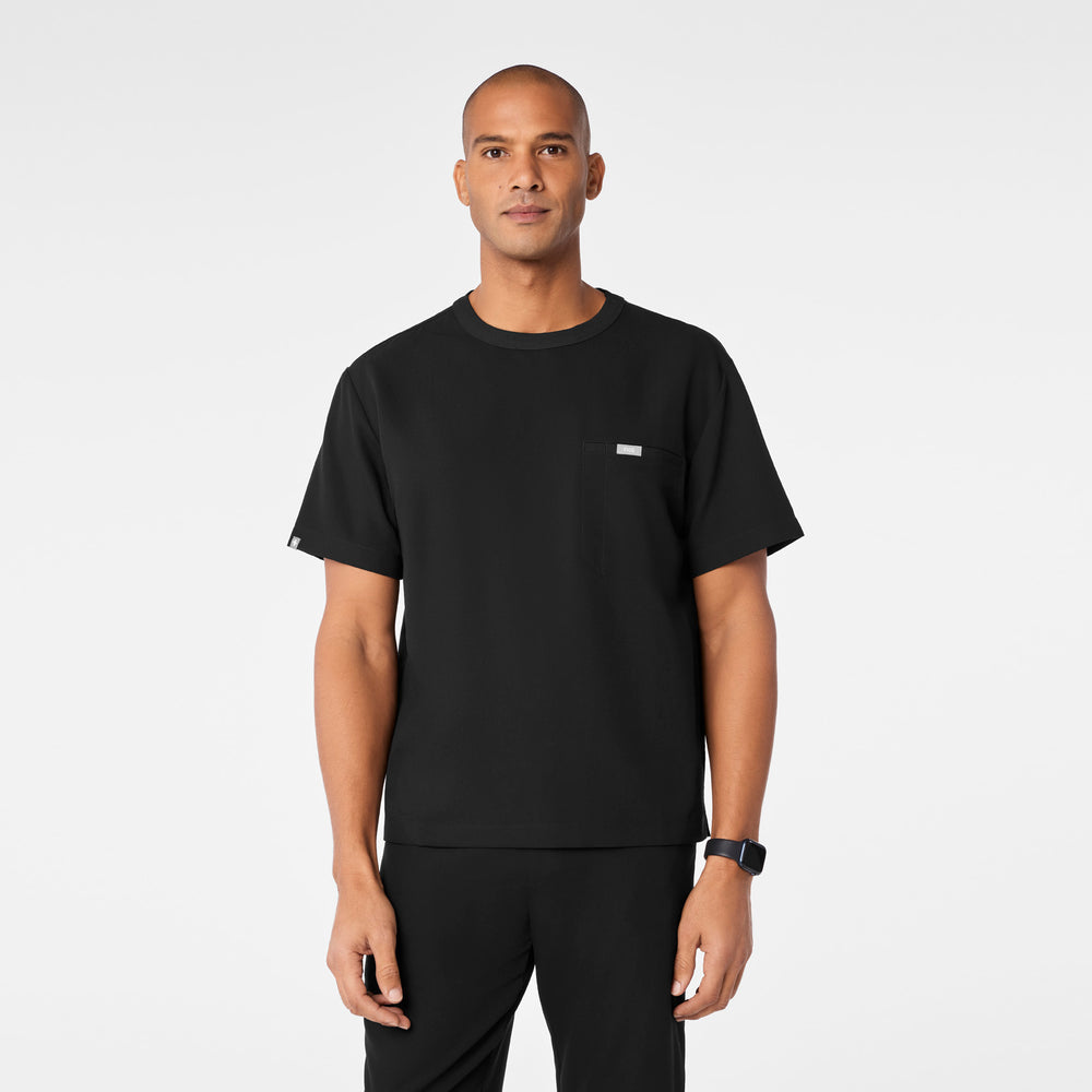 men's Black Easton Relaxed - Crewneck Scrub Top