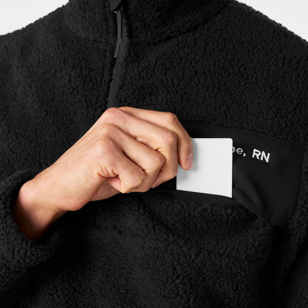 men's BlackHigh-Pile - Fleece Pullover