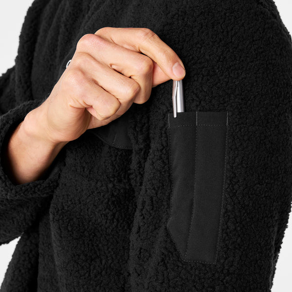 men's BlackHigh-Pile - Fleece Pullover