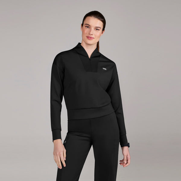 women's Black Kenora FORMx - Mock Neck Longsleeve Scrub Top