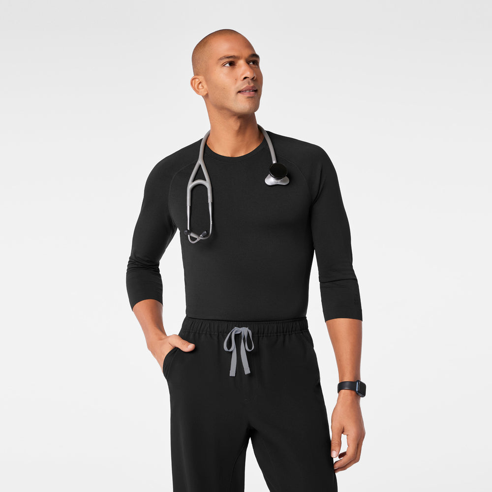 men's Black Makato Seamless ¾ Sleeve - Underscrub