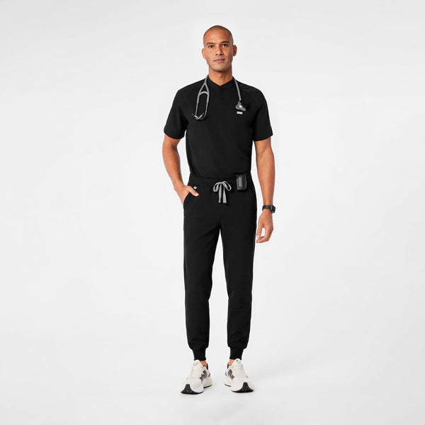 men's Black Stratton Henley - Shortsleeve Scrub Top