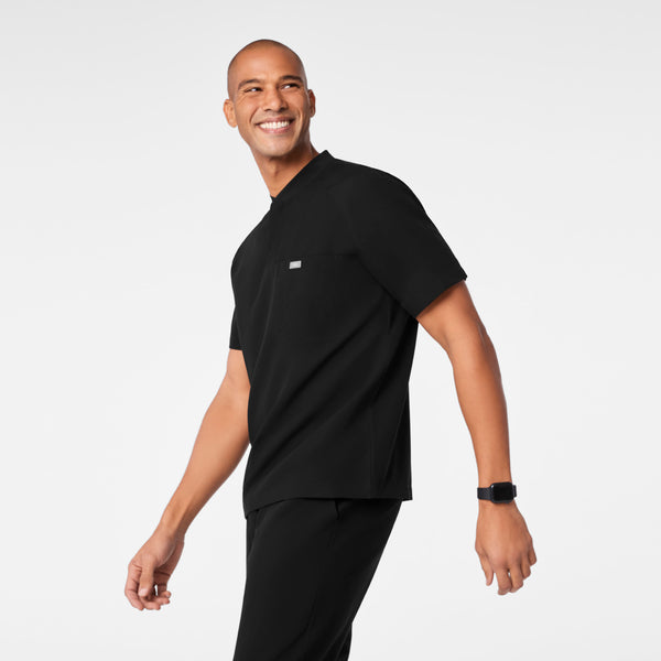 men's Black Stratton Henley - Shortsleeve Scrub Top