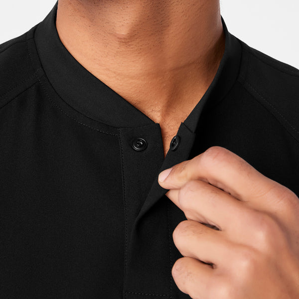 men's Black Stratton Henley - Shortsleeve Scrub Top