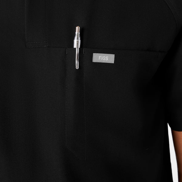 men's Black Stratton Henley - Shortsleeve Scrub Top