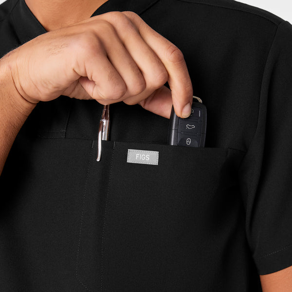 men's Black Surrey - V-Neck Scrub Top
