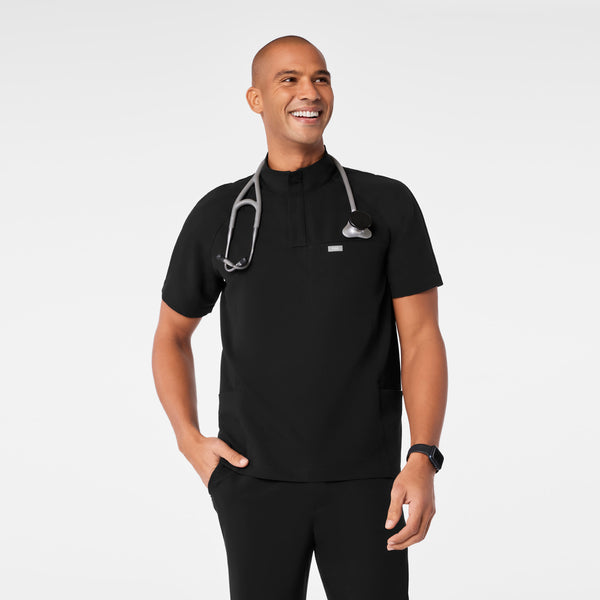men's Black Timmons - Mock Neck ¼ Zip Scrub Top
