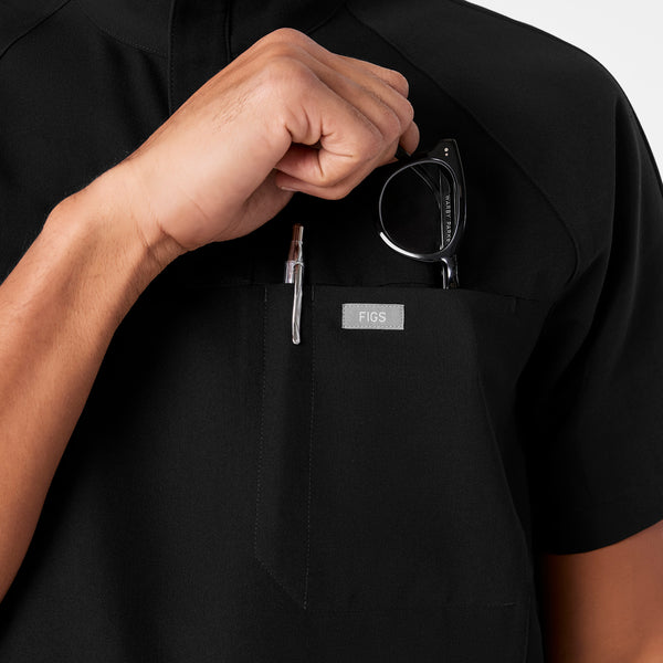 men's Black Timmons - Mock Neck ¼ Zip Scrub Top