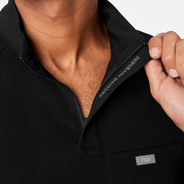 men's Black Timmons - Mock Neck ¼ Zip Scrub Top