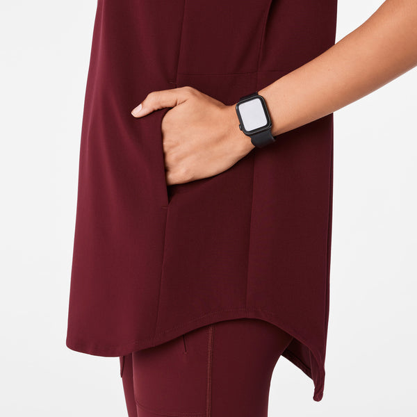 women's Burgundy Addison Oversized Tunic - Scrub Top