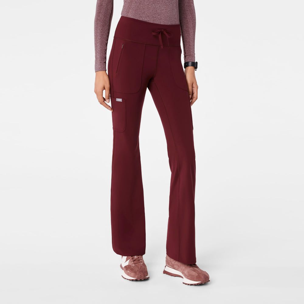 women's Burgundy High Waisted Ashland - Flare ScrubLegging™