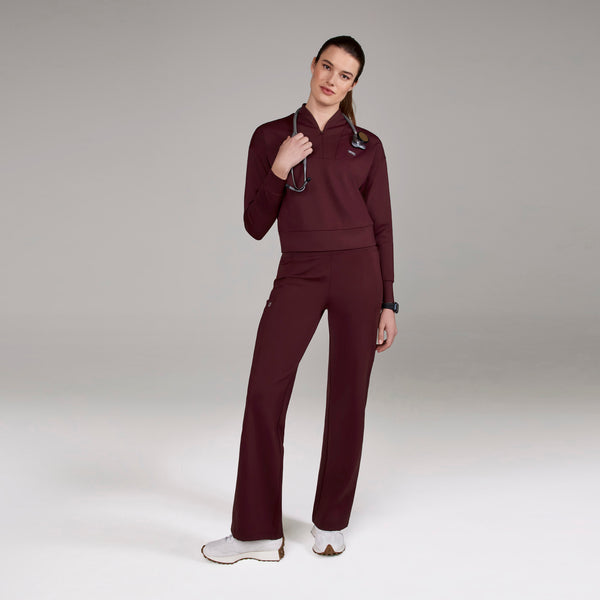 women's Burgundy Kenora FORMx - Mock Neck Longsleeve Scrub Top