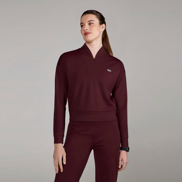 women's Burgundy Kenora FORMx - Mock Neck Longsleeve Scrub Top